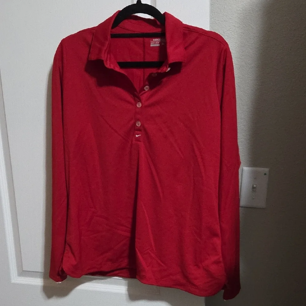 Nike Golf Burgundy Button-Up Dri-fit Polo Shirt Size XL